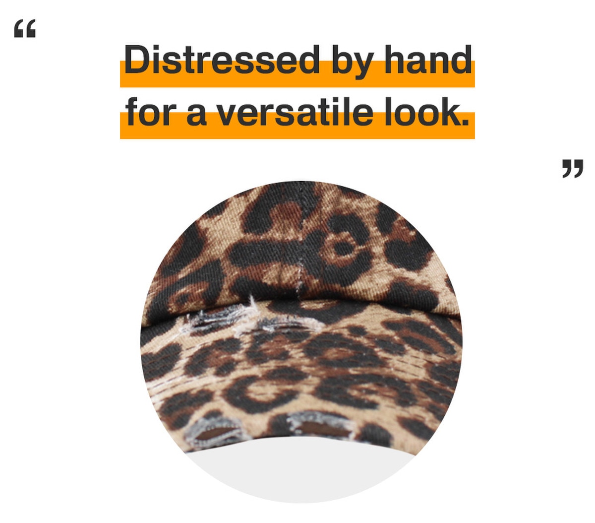 Leopard Distressed Vintage Baseball Cap Front View